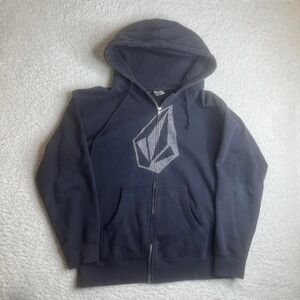 Y2K Volcom men's blue faded full zip hoodie diamond skater grunge M